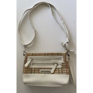 Stone‎ Mountain Woven Crossbody Bag Ivory Purse Neutral Tones Elegant